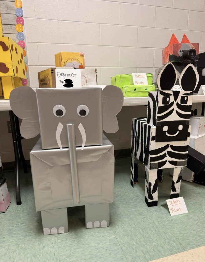 zebra and elephant made from shapes