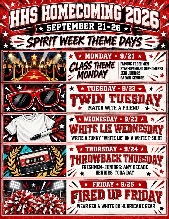 poster describing the dress up days for homecoming