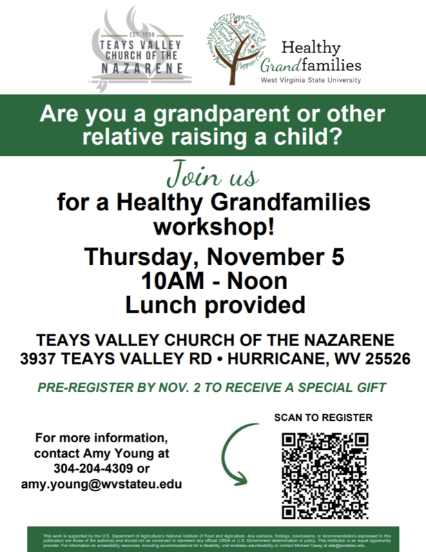 a screenshot of a flyer about granfamilies workshop, the qr code is scanable to join and information is also written out in the post