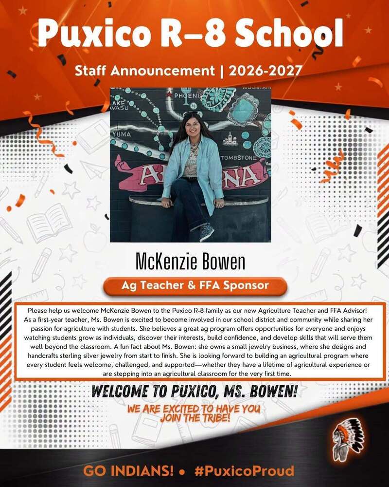 Welcome to Puxico, Ms. McKenzie Bowen.