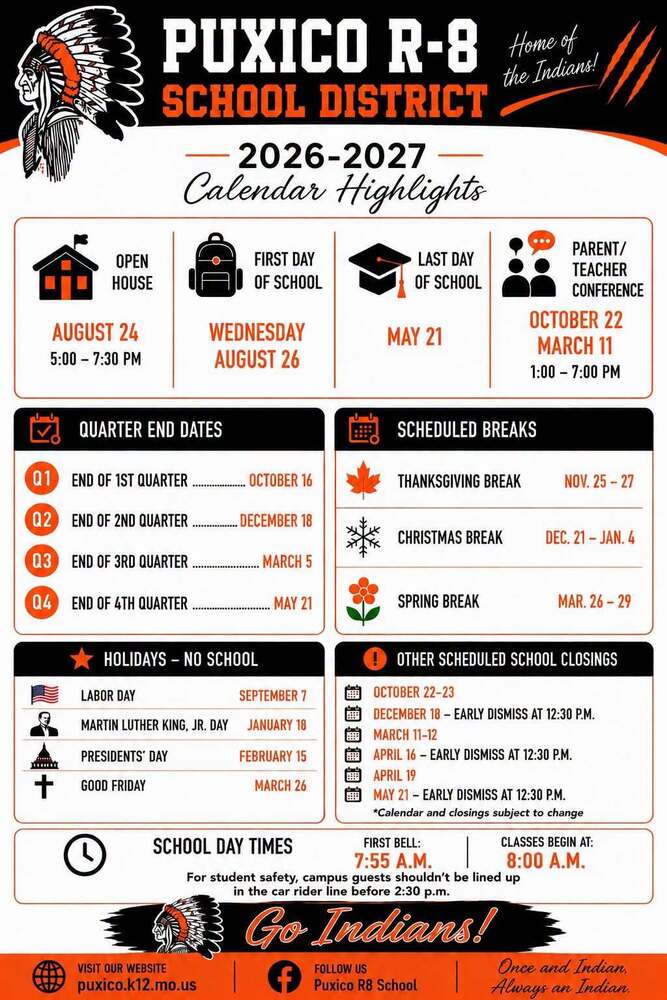 Calendar highlights