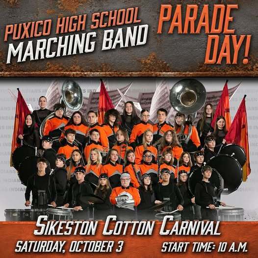 Puxico Marching Band Parade Day! October 3rd Sikeston Cotton Carnaval