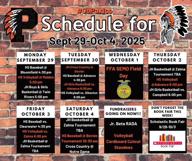Weekly activities 9/29-10/4