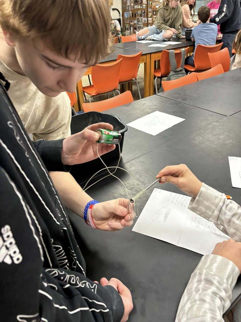 Check out the 7th graders making electromagnets in science class recently.