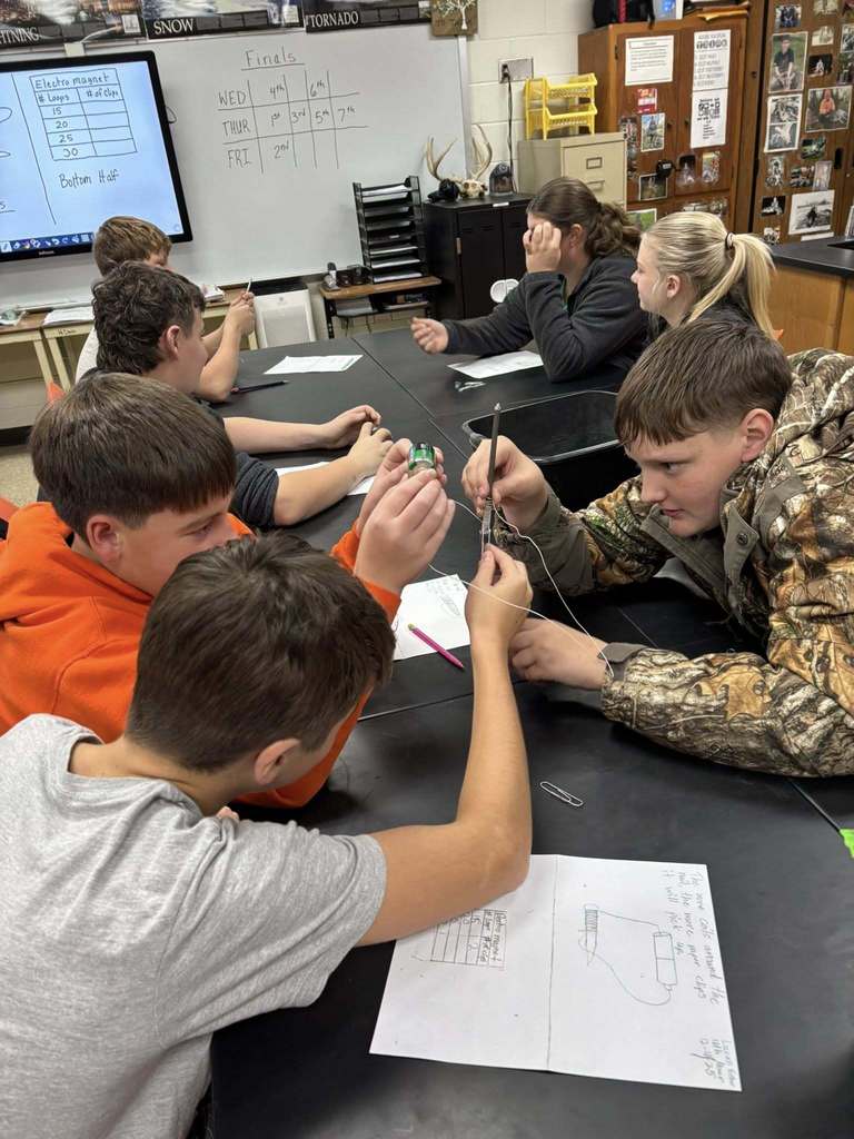 Check out the 7th graders making electromagnets in science class recently.