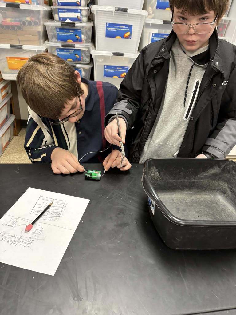 Check out the 7th graders making electromagnets in science class recently.