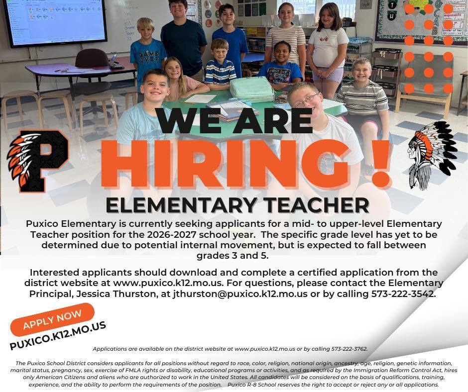 We are hiring an Elementary Teacher
