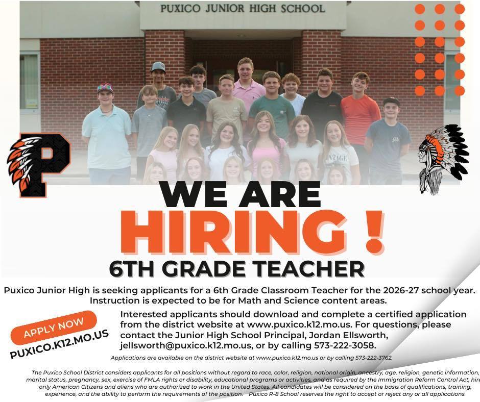 We are hiring a 6th Grade Teacher