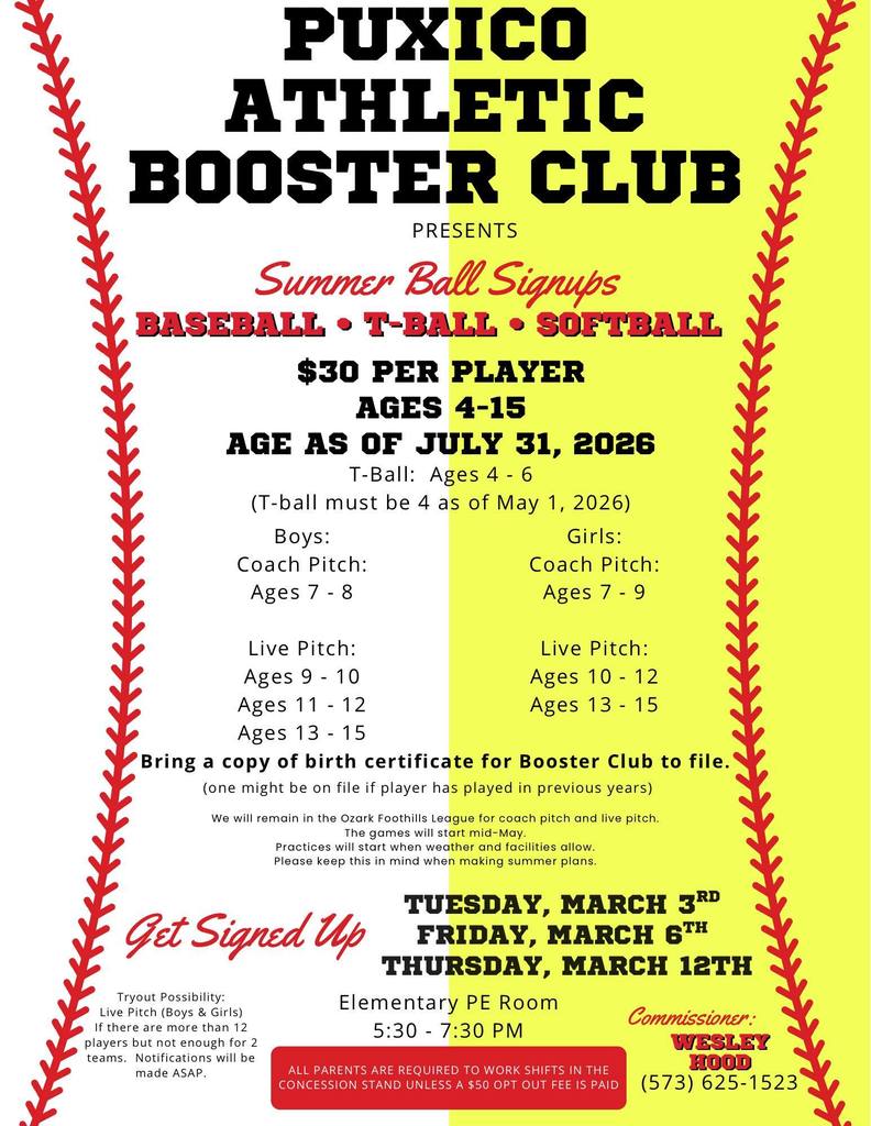 Make plans to come see us for one of the sign up nights. We can’t wait to see everyone at signups and get this season started!