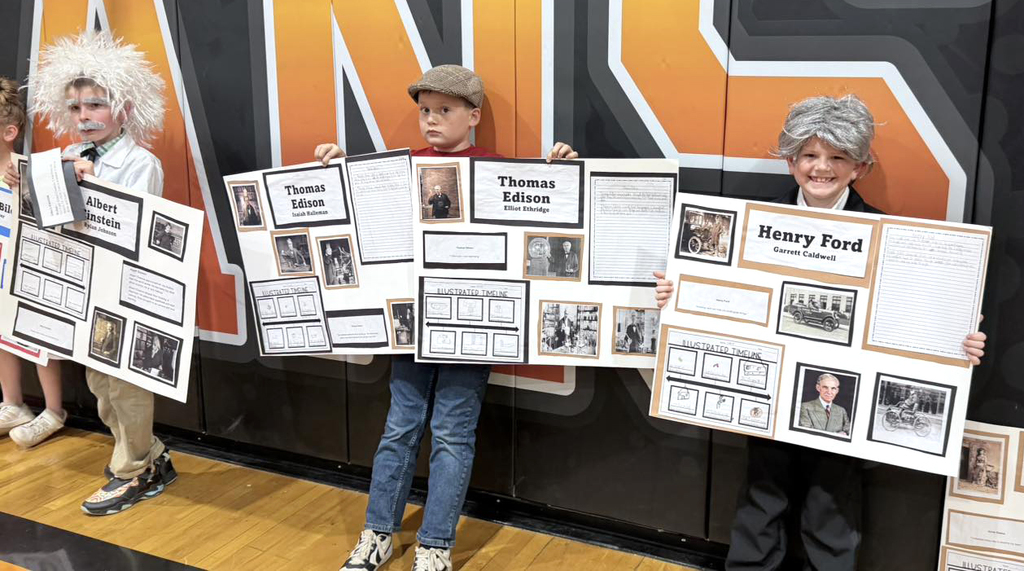 Our 2nd graders brought history to life with their very own Living Wax Museum! 🖤🧡 Students researched historical figures and teamed up with our 4th graders to create speeches and posters. They proudly presented their projects to the entire elementary school and then wowed our community with an evening performance! We are incredibly proud of the hard work, confidence, and collaboration these students demonstrated. What an amazing learning experience! A big THANK YOU to our 2nd grade teachers for creating such a meaningful and engaging opportunity for our students. 👏 Great job, everyone!