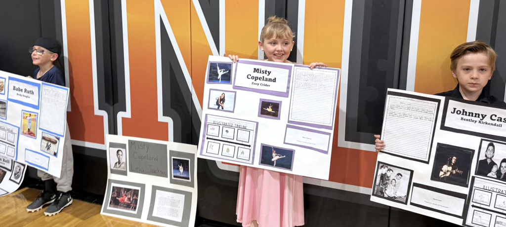 Our 2nd graders brought history to life with their very own Living Wax Museum! 🖤🧡 Students researched historical figures and teamed up with our 4th graders to create speeches and posters. They proudly presented their projects to the entire elementary school and then wowed our community with an evening performance! We are incredibly proud of the hard work, confidence, and collaboration these students demonstrated. What an amazing learning experience! A big THANK YOU to our 2nd grade teachers for creating such a meaningful and engaging opportunity for our students. 👏 Great job, everyone!