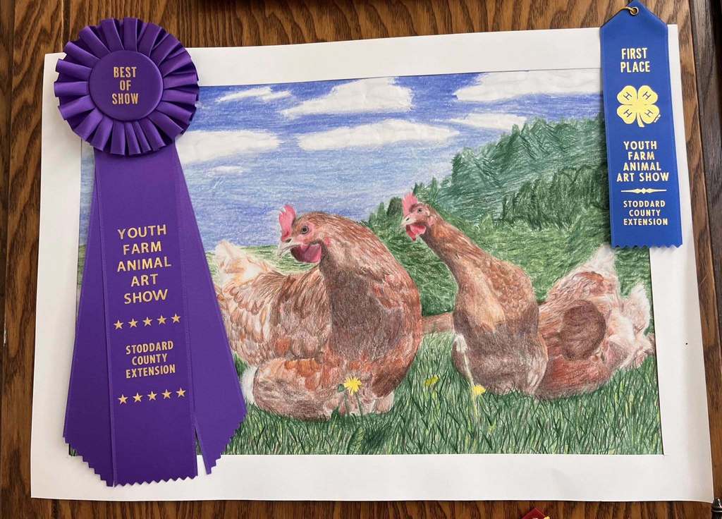 Art show drawing of chickens