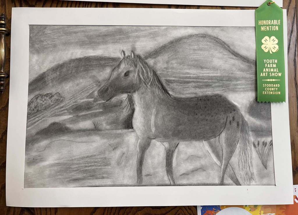 Art show drawing of horse