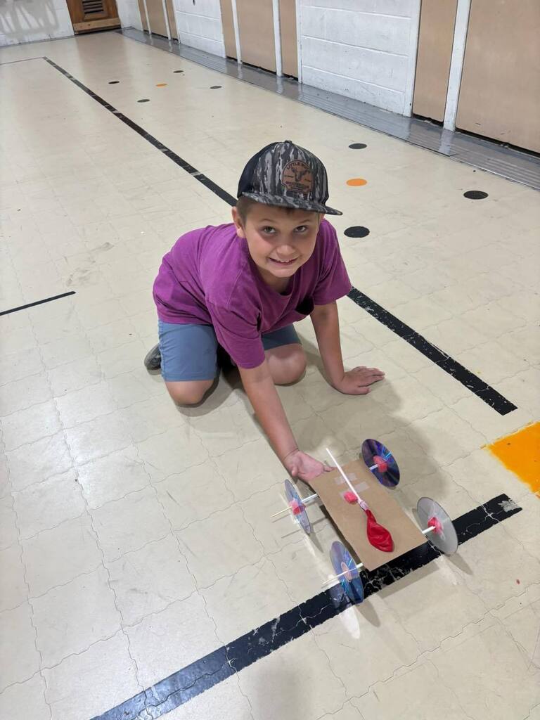 Students learned how to engineer and build their own balloon-powered cars.