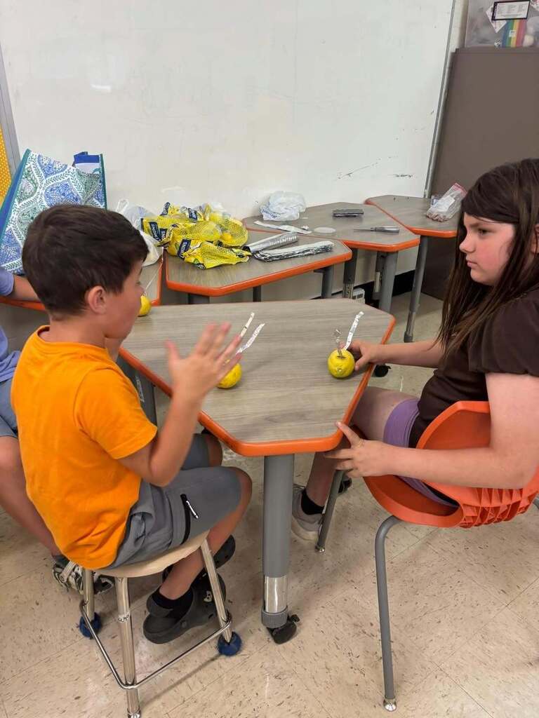 Students had a blast today working with 4-H to create lemon batteries!