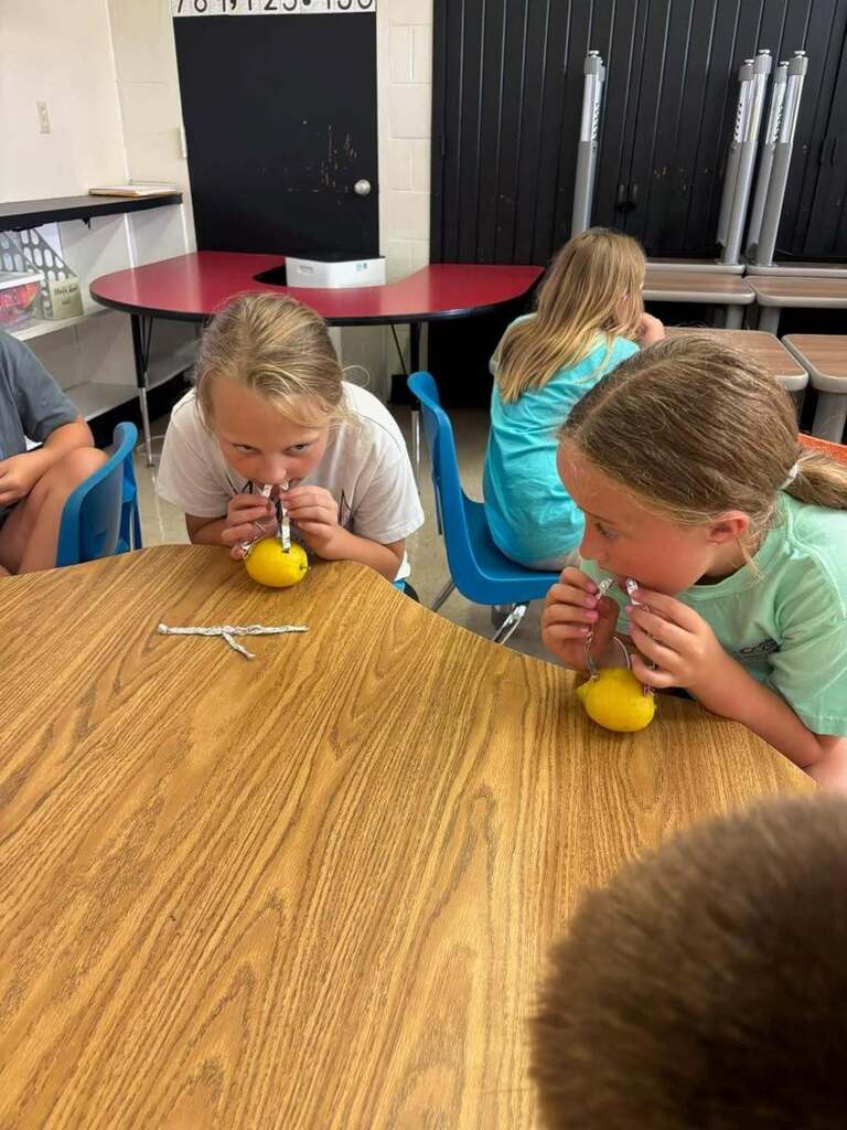 Students had a blast today working with 4-H to create lemon batteries!