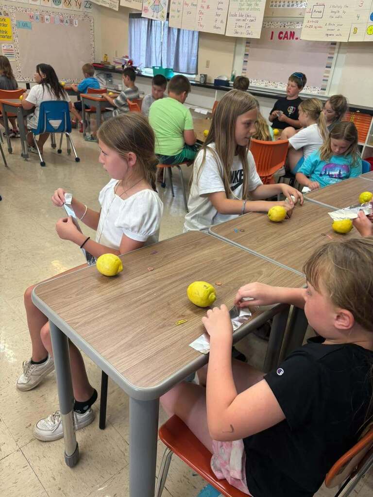 Students had a blast today working with 4-H to create lemon batteries!