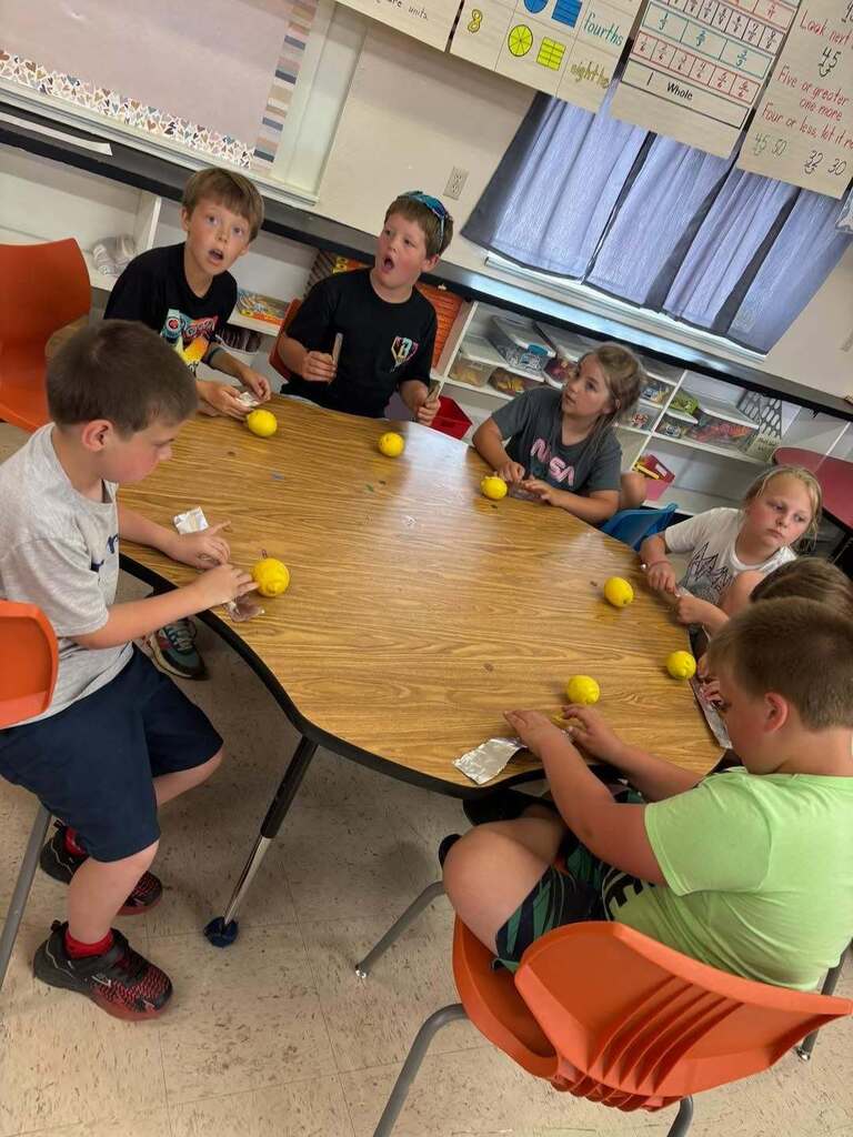 Students had a blast today working with 4-H to create lemon batteries!