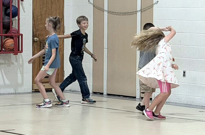 Children square dancing