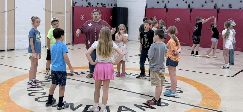 Children square dancing