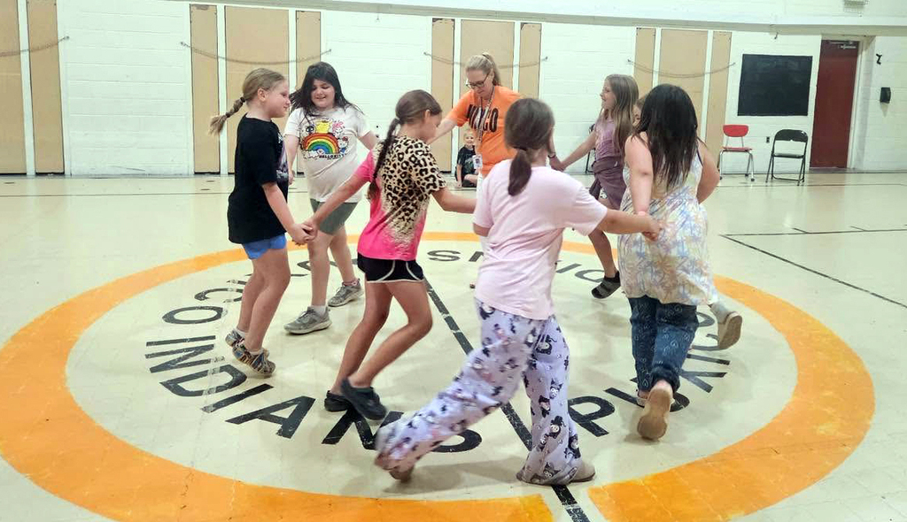 Children square dancing