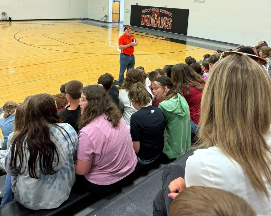 Today, our students had the privilege of listening to Mr. (Coach)Ron Clinton, a former Puxico teacher, share his knowledge about the rich history of Puxico Homecoming.