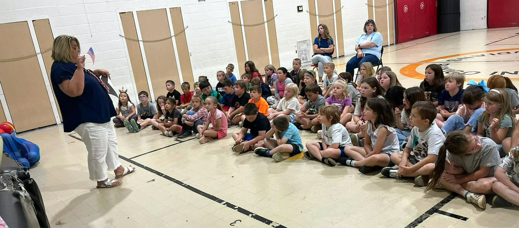Students learning about Flag Day.