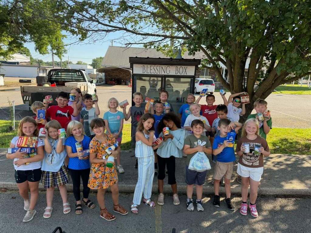 Children at the blessing box