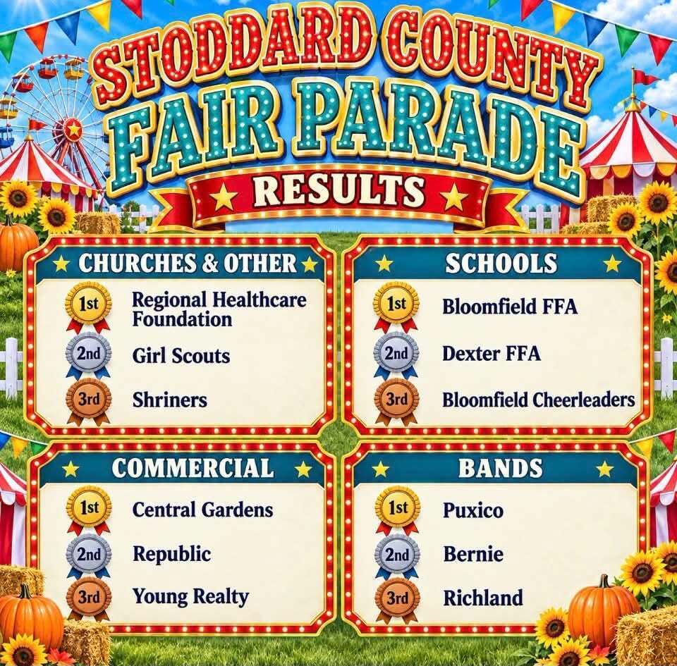 First place in the Stoddard County Fair Parade! Hard work = success.