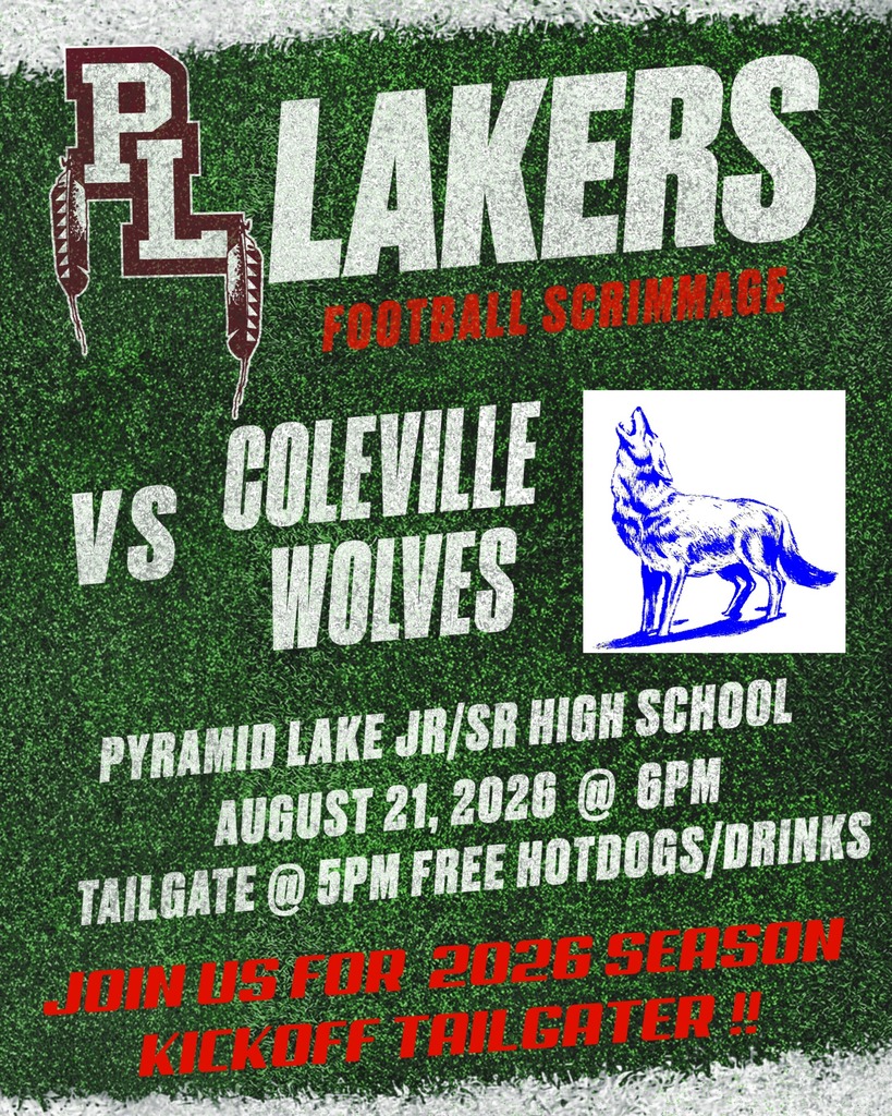 Just about that time, join us for a free tail-gate tomorrow (Friday - Aug 21st) evening at 5pm for Free Hotdogs & Drinks!! Our Lakers will start our 2026 Football season with Kick-Off Scrimmage Game against Coleville Wolves @ 6pm here at the PLHS Football Field. Come out and meet the team and cheer them on!! Go Lakers!!
