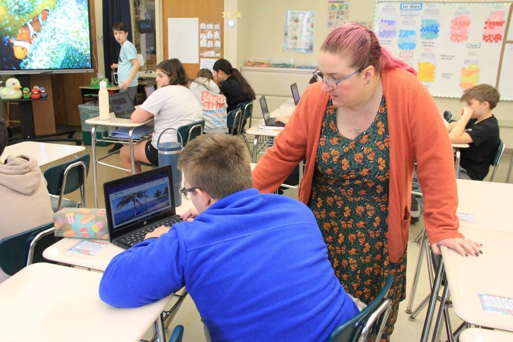 Mrs. Butler helps her student create a travel website