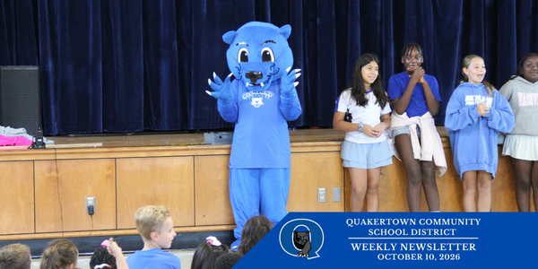 Picture of a costumed blue panther from Richland Elementary school