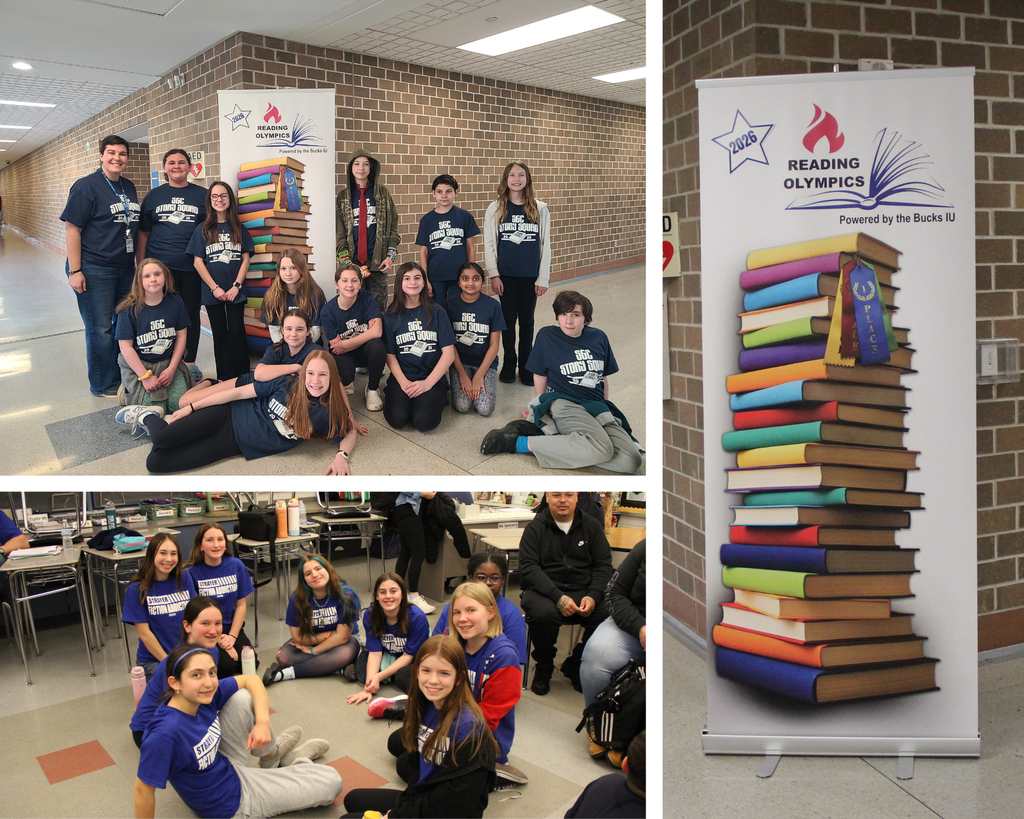 Last week, Strayer Middle School hosted the Bucks County Intermediate Unit Reading Olympics—a program that promotes teamwork, discussion, and a love of reading. Teams of 8–16 students spent months preparing by reading 25 titles. The event culminated in an evening competition, where 12 Upper Bucks County teams—including Strayer’s “Fiction Addiction” and the Sixth Grade Center’s “Story Squad”—competed in three rounds and were recognized for their efforts. Students began meeting with their coaches—Mr. Michael Murphy of Strayer and Mrs. Julie DiGiacomo of the Sixth Grade Center—in November. Tasked with mastering 25 books, teams divided the reading, with each student covering several titles—some nearly all. They reviewed, discussed, and quizzed one another using the 20-second format, practicing with Blooket, Gimkit, Kahoot!, Quizizz, and Quizlet. Students also shared summaries, ratings, and questions for each book, using a Google Sheet to stay organized and ensure every title was covered by at least two teammates. Both teams represented the QCSD well! They were positive, encouraging, and respectful to the judges and are looking forward to next year’s competition and new books to read.