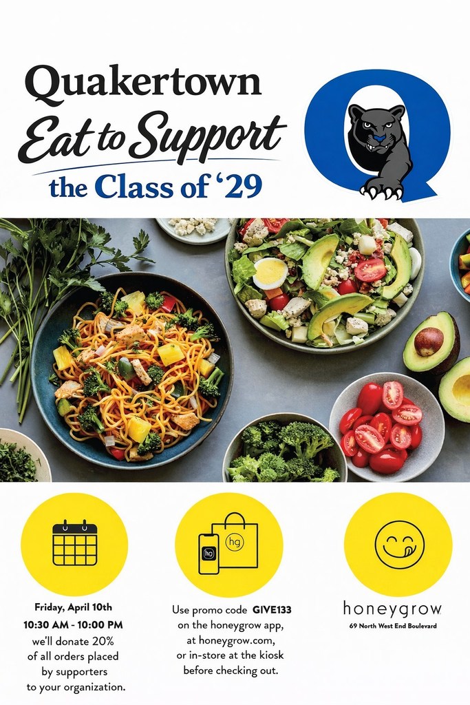 Who doesn't like Stir Fry for a good cause?? TGIF and support the Class of 2029 at Honeygrow! Just follow the steps below and help out our QCHS Freshmen!