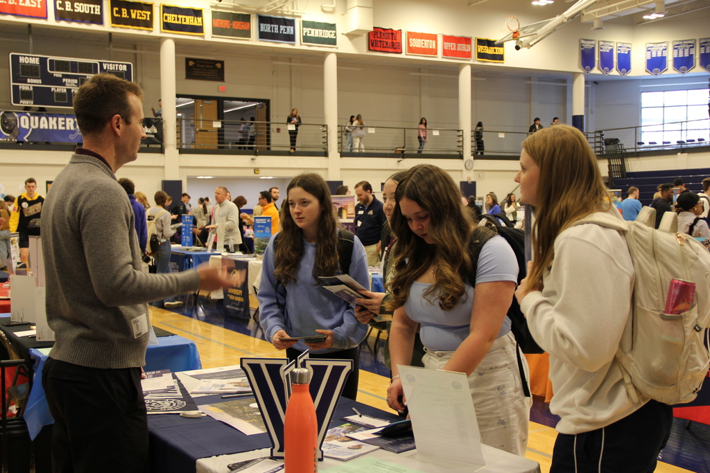 The 12th annual QCHS College Fair will take place on April 16th! We are excited to welcome 82 organizations to our lower gym during the school day.  Juniors & Seniors with last names A-M | 11:35 to 12:10  Juniors & Seniors with N-Z | 12:15 to 12:45   All Sophomores - 12:50 to 1:20  PM technical school students may absolutely attend - Just fill out this FORM: https://docs.google.com/forms/d/e/1FAIpQLSc52gTiJCToxnpwKgl9otY8FucSJ7MD2L9Pots_MU0o2dhCyw/viewform?usp=dialog  Click here to view our vendor list: https://hs.qcsd.org/o/qchs/page/2026-college-fair-vendor-list