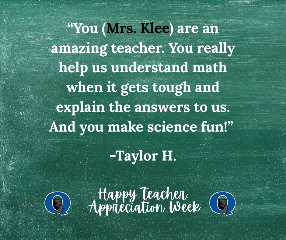 Thank you to everyone who has taken a moment to recognize our incredible Neidig teachers! 🎉  There’s just one day left to submit! All messages will be shared with our school staff as a reminder of the impact they make every day!  Take a moment to share some positivity, like this message for Mrs. Klee:  “You are an amazing teacher. You really help us understand math when it gets tough and explain the answers to us. And you make science fun! -Taylor H.  Don't miss your chance; click here to send your message of thanks today: https://docs.google.com/forms/d/e/1FAIpQLSdSIMftwBr0kVg_jW9l-5T4g8-xGWNOFb9DbD_Rie_5MZdWTg/viewform?usp=sharing&ouid=101106225192949971252
