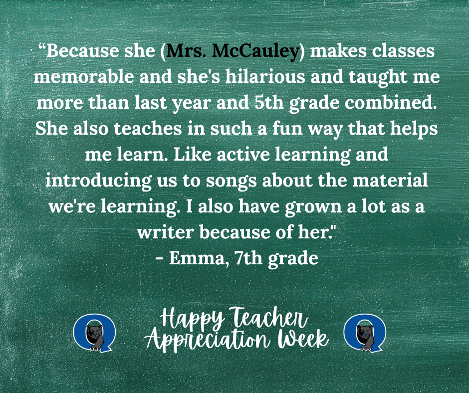 Thank you to everyone who has taken a moment to recognize our incredible Strayer teachers! 🎉 There’s just one day left to submit! All messages will be shared with our school staff as a reminder of the impact they make every day! Take a moment to share some positivity, like this message for Mrs. McCauley: ““Because she (Mrs. McCauley) makes classes memorable and she's hilarious and taught me more than last year and 5th grade combined. She also teaches in such a fun way that helps me learn. Like active learning and introducing us to songs about the material we're learning. I also have grown a lot as a writer because of her." - Emma, 7th grade Don't miss your chance; click here to send your message of thanks today: https://docs.google.com/forms/d/e/1FAIpQLSdSIMftwBr0kVg_jW9l-5T4g8-xGWNOFb9DbD_Rie_5MZdWTg/viewform?usp=sharing&ouid=101106225192949971252