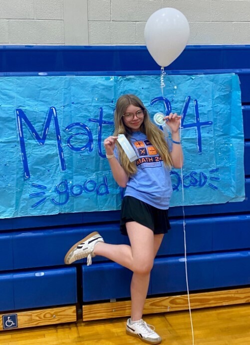Thea R. smiles for a photo - she made it to the final 4 out of 40 students!