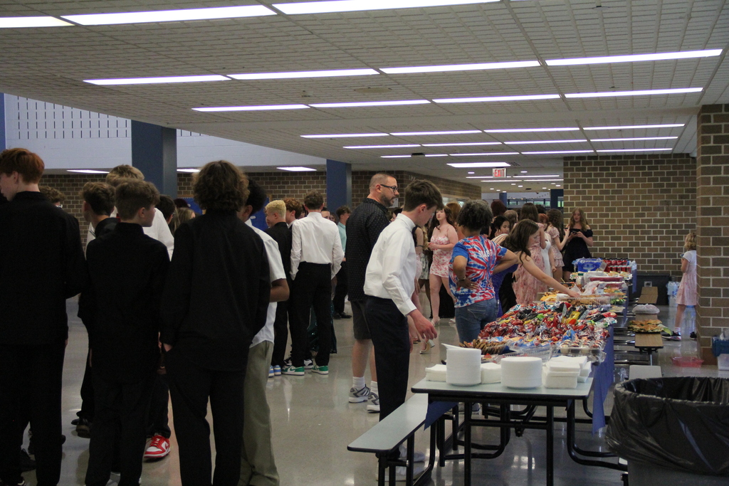Eighth Grade Dance - students getting food