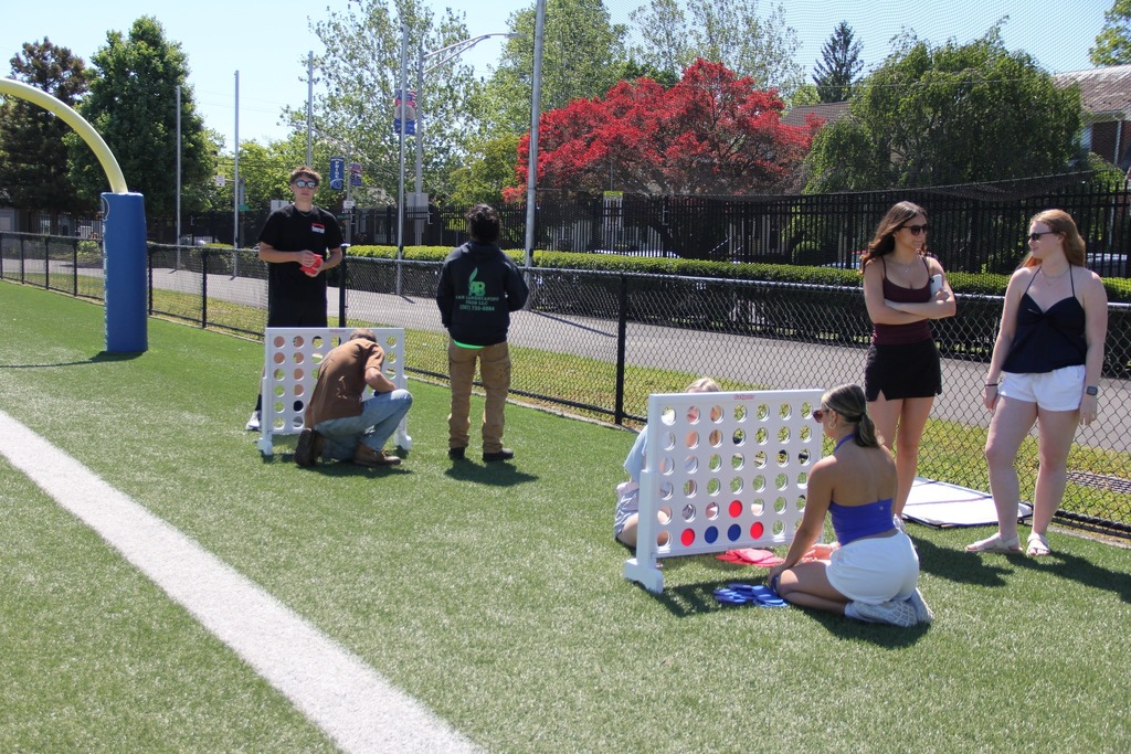 Students play yard games