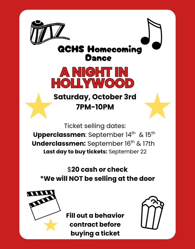 LIGHTS. CAMERA. HOMECOMING! The red carpet is rolling out for our Panthers! Get ready for "A NIGHT IN HOLLYWOOD" When: Saturday, October 3rd Time: 7:00–10:00 PM Tickets: $20 — Cash or Check TICKET SALES: Upperclassmen: September 14 & 15 Underclassmen: September 16 & 17 FINAL DAY TO PURCHASE: September 22 PLEASE NOTE: Tickets WILL NOT be sold at the door Students must complete a behavior contract BEFORE purchasing a ticket.