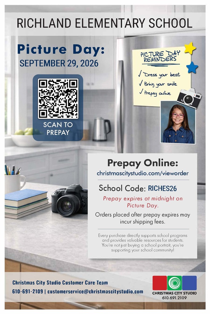 Mark your calendars!  Picture Day is September 29th. See the link below to prepay for your package. https://www.christmascitystudio.com/vieworder School Code: RICHES26