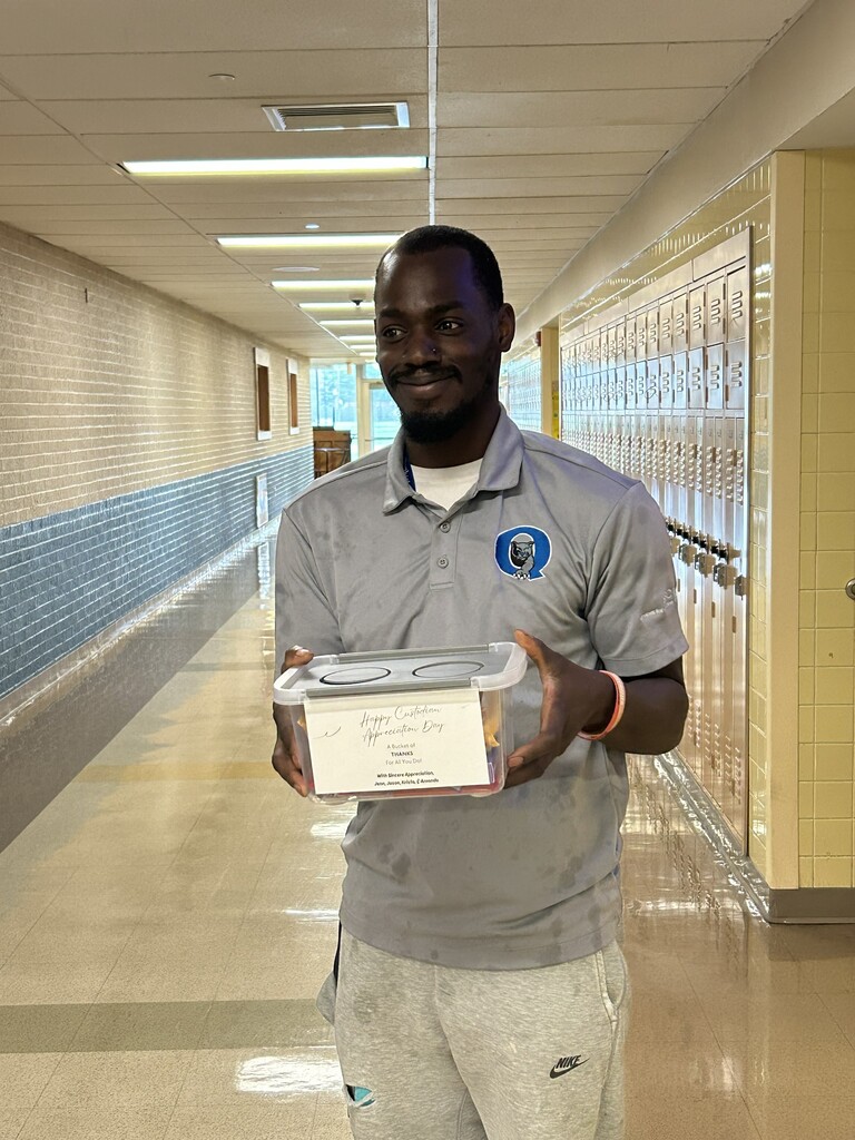 Happy Custodian Day to our amazing team, Joe, Allen and Pat! To show our appreciation we gave them each a travel bucket of candy and a gift card. Thank you for all you do to keep Quakertown Elementary and the Sixth Grade Center sparkling!