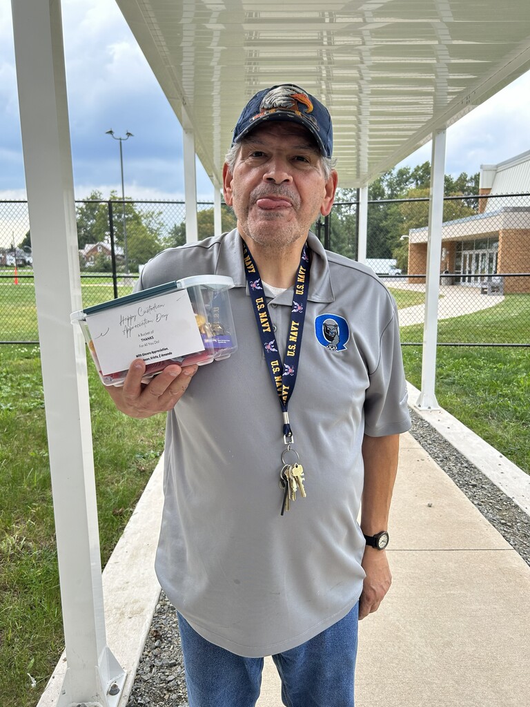 Happy Custodian Day to our amazing team, Joe, Allen and Pat! To show our appreciation we gave them each a travel bucket of candy and a gift card. Thank you for all you do to keep Quakertown Elementary and the Sixth Grade Center sparkling!