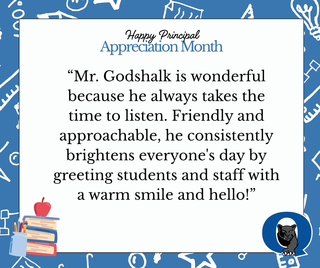 Mr. Godshalk is wonderful because he always takes the time to listen. Friendly and approachable, he consistently brightens everyone's day by greeting students and staff with a warm smile and hello!