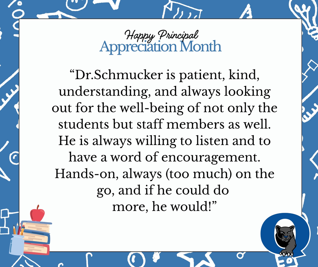 Dr.Schmucker is patient, kind, understanding, and always looking out for the well-being of not only the students but staff members as well. He is always willing to listen and to have a word of encouragement. Hands-on, always (too much) on the go, and if he could do  more, he would!