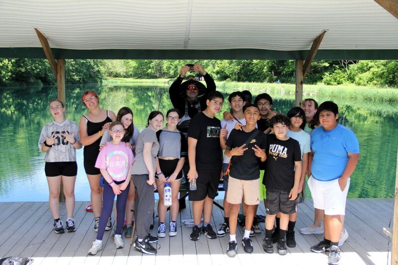 Students fishing at Outdoor School