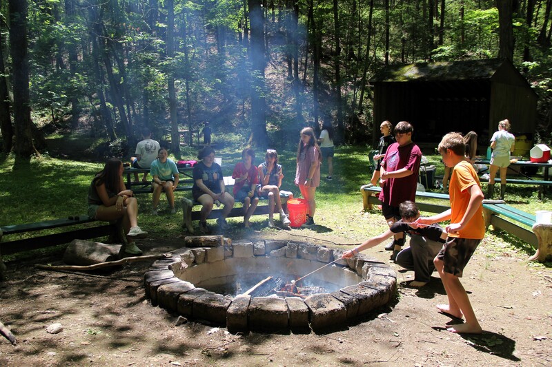 Students making smores at Outdoor School