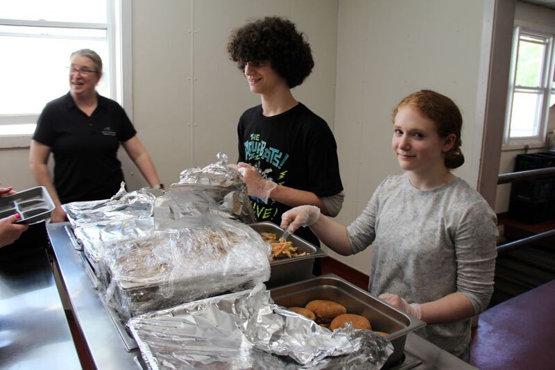 Students serving lunch