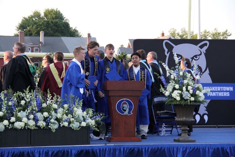 Students Everett Dallison, Lucas Gerganus, Andrew Hernandez, and Kyler Roesener to lead the Pledge of Allegiance